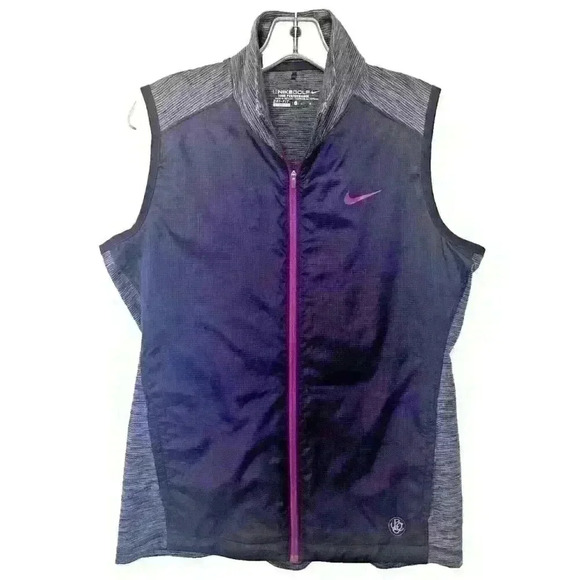 Nike Gold Tour Performance Dri Fit Women's Large Zip Up Vest Purple - Picture 2 of 10